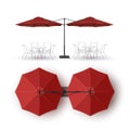 Red Patio Double Outdoor Beach Cafe Lounge Restaurant Round Umbrella