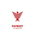 Red Patriot eagle phoenix hawk bird emblem logo symbol icon pin