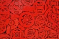 Red pattern of linked hermetical machine scrap Royalty Free Stock Photo