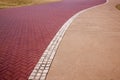 Red Paved Patternes and Textures on Beach Front Promenade Royalty Free Stock Photo