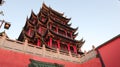 Red pavilion, traditional Chinese architecture, Hong En Temple