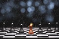 Red pawn chess stepped out of line to leading black chess and show different thinking ideas. Business technology change and