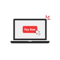 Red pay now button on laptop screen Royalty Free Stock Photo