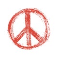 Red peace symbol created in grunge style. Royalty Free Stock Photo