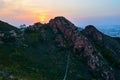 The Red peaks of Chifeng city sunset landscape