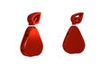 Red Pear icon isolated on transparent background. Fruit with leaf symbol. Royalty Free Stock Photo