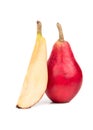 Red pear with slice Royalty Free Stock Photo