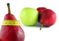 Red pear with tape-line Royalty Free Stock Photo