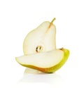 Red pears cut pieces on white background. Royalty Free Stock Photo