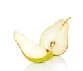 Red pears cut pieces on white background. Royalty Free Stock Photo