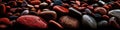 Red Pebbles Stone Background Panoramic Banner. Generative AI Royalty Free Stock Photo