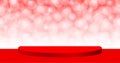 Red pedestal stage on bokeh red for background, stage podium 3d red for cosmetics product display show, red pedestal stand deluxe Royalty Free Stock Photo