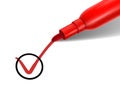 Red pen marking on the check box Royalty Free Stock Photo