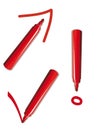 Red pen with signs