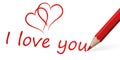 red pen with text I love you