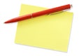 Red pen and yellow memo