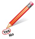Red pencil choosing yes Royalty Free Stock Photo