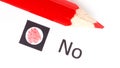 Red pencil choosing between yes or no Royalty Free Stock Photo