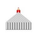 Red pencil commanded gray. Royalty Free Stock Photo