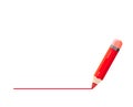 Red pencil draws a line. Underline in red on a white background.