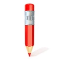 Red pencil. Education, back to school concept. Front view