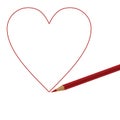 Red pencil and heart Royalty Free Stock Photo