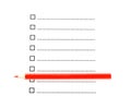 Red pencil with list of unchecked checkboxes