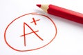 Red Pencil A Plus Grade Mark Success Royalty Free Stock Photo