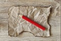 Red pencil on reuse paper Royalty Free Stock Photo