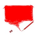 Red pencil scribble with word bubble Royalty Free Stock Photo