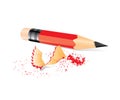 Red pencil with sharpener trash Royalty Free Stock Photo