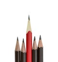 Red pencil standing out from row Royalty Free Stock Photo