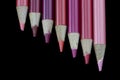 7 Red Pencils - Black Background Royalty Free Stock Photo