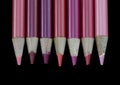 7 Red Pencils - Black Background Royalty Free Stock Photo