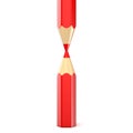 Red pencils timber. Education, back to school concept. 3D