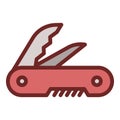 Red penknife icon, outline style
