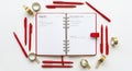 Red Pens and Notebook on White Background Royalty Free Stock Photo