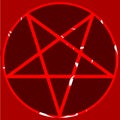 Red pentacle on coloful background Royalty Free Stock Photo