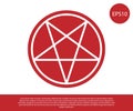 Red Pentagram in a circle icon isolated on white background. Magic occult star symbol. Vector Illustration Royalty Free Stock Photo