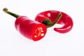 Red peperoni peppers isolated on white background Royalty Free Stock Photo