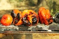 Red pepers on grill