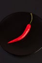 Red pepper on black plate