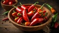 Red pepper in a bowl the kitchen organic spice ingredient