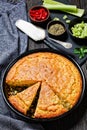 Red pepper Cheddar Celery Cornbread, top view Royalty Free Stock Photo