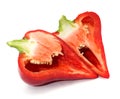 Red pepper cut into two halves Royalty Free Stock Photo