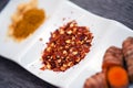 Red Pepper Flakes and spices Royalty Free Stock Photo