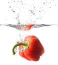 Red pepper, paprika in water splash Royalty Free Stock Photo