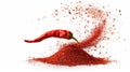 Red pepper powder sprinkles. Modern realistic illustration of ground paprika and chili pepper seasoning. Isolated on a Royalty Free Stock Photo