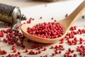 Red pepper seeds in a spoon Royalty Free Stock Photo