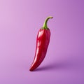 Hyper-realistic Red Chili Pepper On Purple Background - Advertisement Inspired Royalty Free Stock Photo